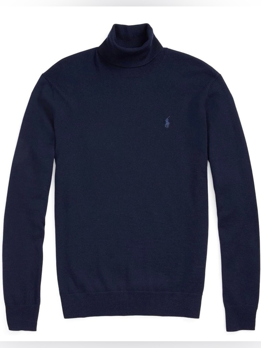 POLO RALPH LAUREN Men Washable Wool Turtleneck Sweater Newport navy M 100% wool